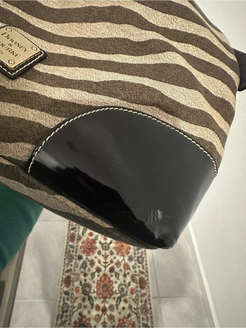 Dooney & Bourke Brown and Cream Zebra Stripe Shoulder Bag